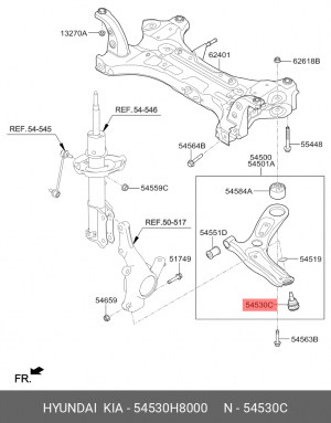 Опора шаровая KIA Soul (19-) передняя левая/правая (1шт.) OE 54530H8000 HYUNDAI KIA