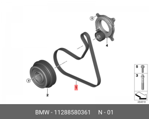 Ремень приводной BMW 3 (G20) клиновой OE 11 28 8 580 361 BMW