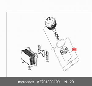 Фильтр масляный MERCEDES A (W176),B (W246),C (W204),CLA (C117) (M270/M274) OE A 270 180 01 09 MERCEDES BENZ