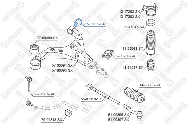 сайлентблок рычага зад.!\ KIA Sportage aII 04> 87-53055-SX STELLOX