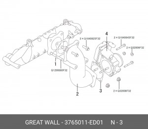 Прокладка коллектора GREAT WALL Hover H5 впускного OE 3765011-ED01 GREAT WALL