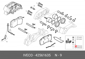 р/к тормозных колодок! комплект пружин для установки колодок 4 шт.(м)\ Iveco Dai 42561635 IVECO