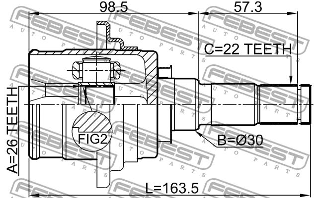 ШРУС внутренний задний MAZDA CX-5 KE 2011- 0511-CX5R 0511CX5R FEBEST