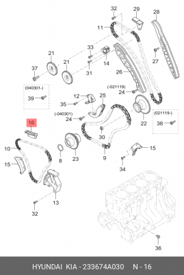 Успокоитель цепи HYUNDAI Porter 2 дв.D4CB,Starex H-1 (2.5) KIA Sorento (2.5) нас 233674A030 HYUNDAI KIA