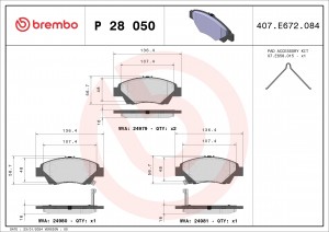 P28050 GDB3493 [45022SZTG00] !колодки дисковые п.\ Honda Insight 1.3 Hybrid/Jazz P28050 BREMBO