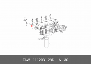 Гайка FAW J5,J6 штуцера топливной форсунки OE 1112031-29D FAW