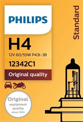 H4 12V-60/55W Стандартная, P43t 12342C1 PHILIPS
