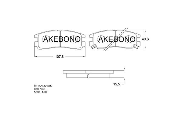 Колодки тормозные дисковые задние ПОДХОДЯТ ДЛЯ Mitsubishi Pajero Pinin 98 AN-224 AN224WK AKEBONO