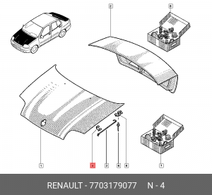 Клипса упора капота RENAULT 7703 179 077 7703179077 RENAULT
