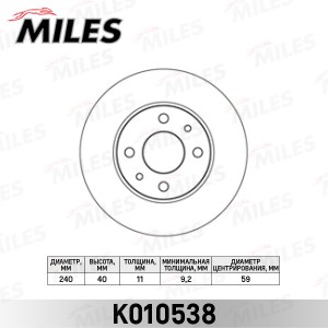 Диск тормозной передний FIAT 500 / PANDA / PUNTO (TRW DF1745) K010538 K010538 MILES