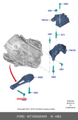 W718556S439 Болт опоры КПП M14x120мм (2006348) W718556S439 FORD