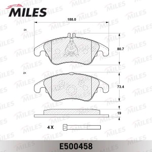 Колодки тормозные передние (Смесь CERAMIC серия PRO) MERCEDES W204/W212 (спорт)  E500458 MILES