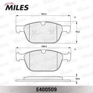 Колодки тормозные передние (без датчика) (Смесь Low-Metallic) VOLVO XC 60 08- (T E400509 MILES