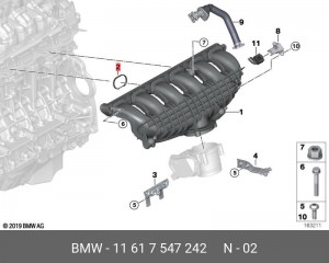 прокладка впускного коллектора!\ BMW 3-серия,6-серия,X3,X5,X6 11 61 7 547 242 BMW