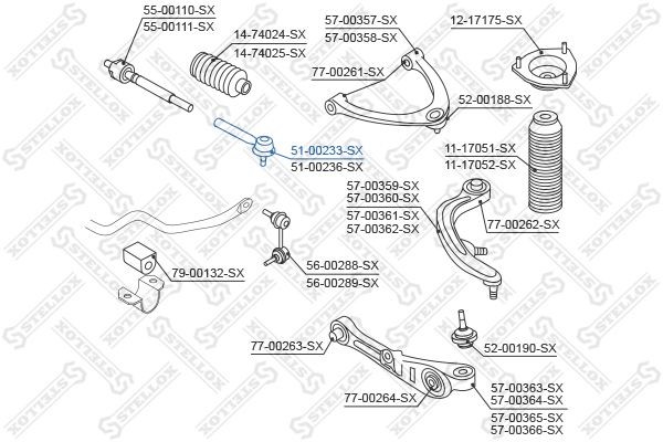 наконечник рулевой левый!\ Infiniti G35 3.5i Coupe 2003 51-00233-SX STELLOX