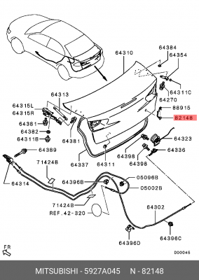 кнопка открывания багажника! \Mitsubishi Lancer 07-17 5927A045 MITSUBISHI