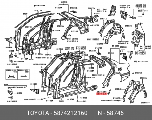 защитная накладка задней боковины кузова передняя левая!\ Toyota Corolla 17-18 58742-12160 TOYOTA