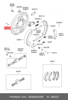 Ограничитель HYUNDAI Porter бокового смещения колодок OE 583834A000 HYUNDAI KIA
