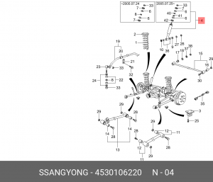 Амортизатор SSANGYONG Korando задний левый/правый газовый OE 4530106220 SSANG YONG