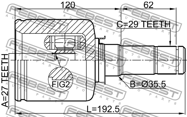 Шрус внутренний левый 27x35.5x29 2111-TKE4WDLH FEBEST