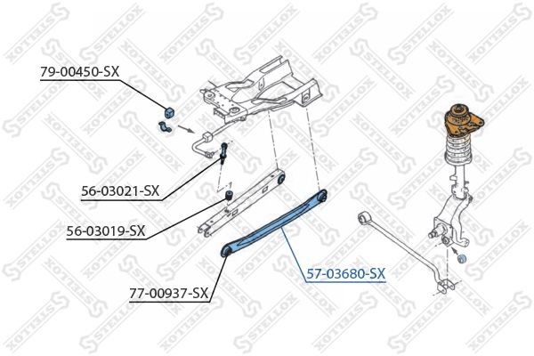 рычаг задней подвески поперечный!\ Ford Mondeo 1.6i-2.0i 16V/1.8TD 93-01 57-03680-SX STELLOX