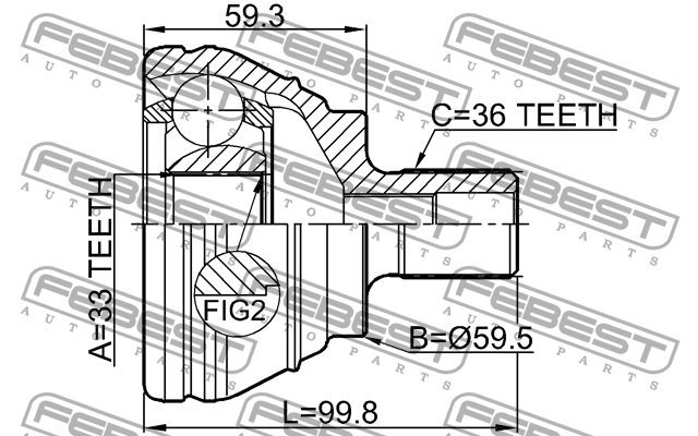ШРУС внешний VW PASSAT 11-15, SKODA OCTAVIA (1Z) 2310-EOS 2310-EOS FEBEST