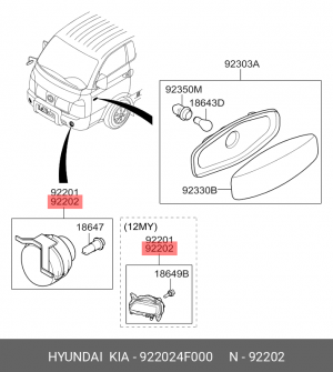 Фара противотуманная HYUNDAI Porter 2 правая OE 922024F000 HYUNDAI KIA