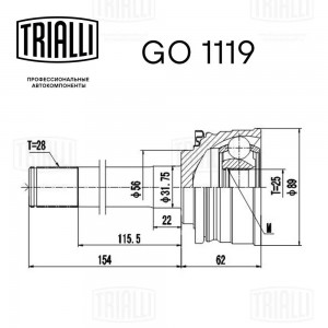 ШРУС наруж. Mitsubishi Pajero Sport (98-) 2.5d/3.0i (GO 1119) GO 1119 TRIALLI
