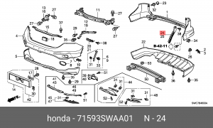 КРОНШТЕЙН БАМПЕРА ЗАДНЕГО ПРАВЫЙ 71593SWAA01 HONDA