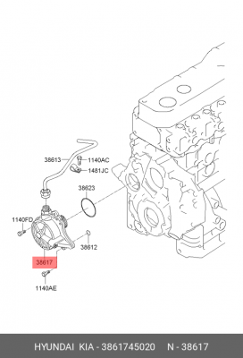 Насос вакуумный HYUNDAI HD65,78,County дв.D4DB,D4DD OE 3861745020 HYUNDAI KIA