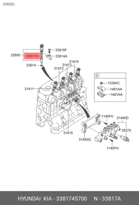 Кольцо уплотнительное HYUNDAI HD65,78,County дв.D4DD форсунки OE 3381745700 HYUNDAI KIA