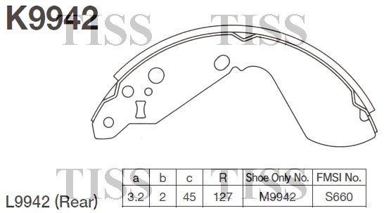 Колодки тормозные барабанные Suzuki Vitara 1.6i, 1.6i 16V 4-doors 90-99 K9942 K9942 MK KASHIYAMA