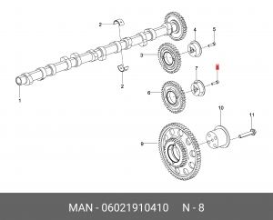 Винт с цилиндрической головкой M8X30-10. 06021910410 MAN