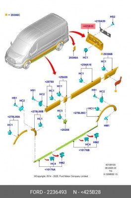 молдинг задней левой двери!\ Ford Transit 2236493 FORD
