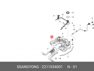 Бак топливный SSANGYONG Actyon (10-) (D20) OE 2211034001 SSANG YONG