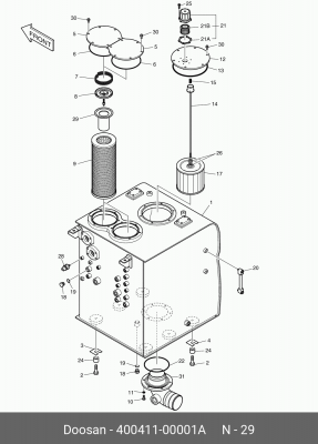 400411-00001A Фильтр сетчатый (STRIER; BY-PASS) 471-00127 400411-00001A DOOSAN