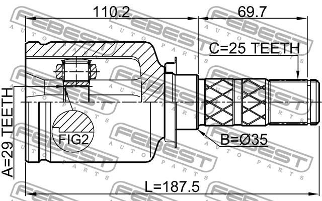 ШРУС внутренний SUBARU FORESTER S11 2002.02-2007.11 0811-G12 0811-G12 FEBEST