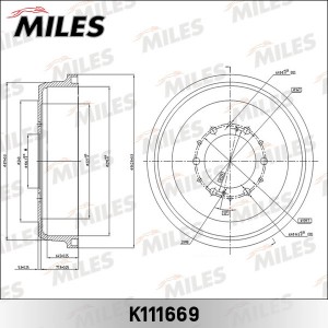 Барабан тормозной TOYOTA 4RUNNER 2.4-3.4 86-97/HIACE 84-89/HILUX 2.2-2.5 88- (TR K111669 MILES