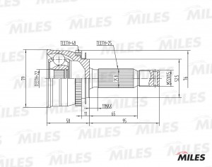 ШРУС наружный HYUNDAI GETZ 1.3-1.6 02- (с ABS) (GKN 303904) GA20165 GA20165 MILES