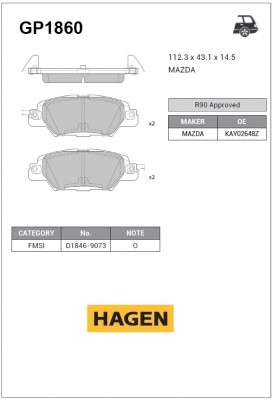 колодки дисковые задние!\ Mazda CX-5 15-16 GP1860 HAGEN