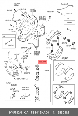 Ремкомплект HYUNDAI HD65,72,78,County цилиндра тормозного заднего OE 583015KA00 HYUNDAI KIA