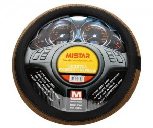 Оплетка руля (M) 37-39см черно-бежевая с красной перфорацией MISTAR MISSWC892BEM MISTAR