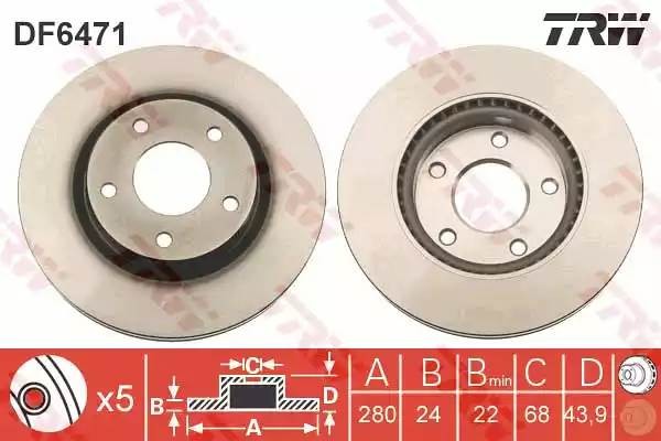 Диск тормозной передний NISSAN JUKE DF6471 DF6471 TRW