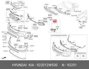Фара противотуманная HYUNDAI Santa Fe (15-) левая (B TYPE) OE 922012W530 HYUNDAI KIA