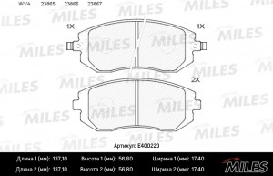 Колодки тормозные передние (без датчика) (Смесь Low-Metallic) (SUBARU FORESTER 0 E400220 MILES