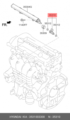 Форсунка HYUNDAI Solaris (17-) топливная OE 3531003300 HYUNDAI KIA
