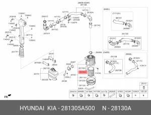 Фильтр воздушный HYUNDAI HD65,78,County дв.D4DD,D4GA OE 281305A500 HYUNDAI KIA
