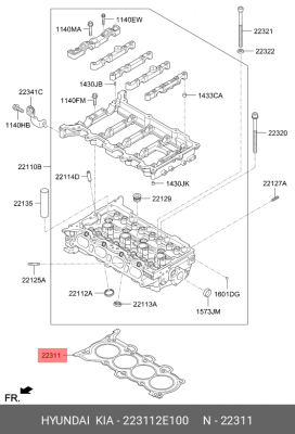 Прокладка головки блока HYUNDAI Elantra, Sonata (17-) OE 223112E100 HYUNDAI KIA