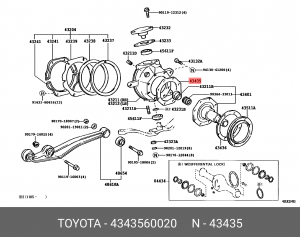 прокладка поворотного кулака!\ Toyota Land Cruiser 80 92> 43435-60020 TOYOTA
