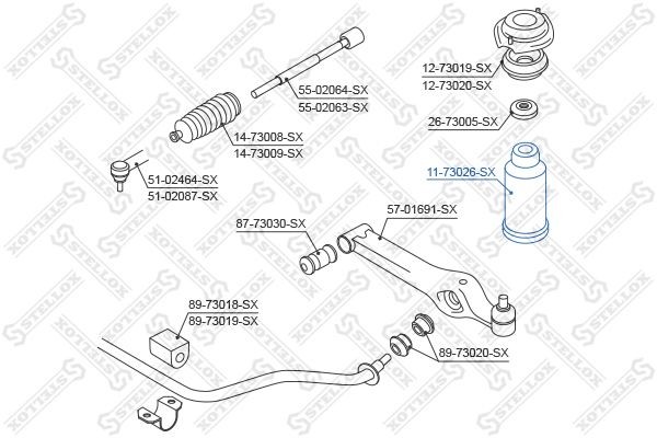 отбойник-пыльник амортизатора переднего!\ Daewoo Matiz 98> 11-73026-SX STELLOX